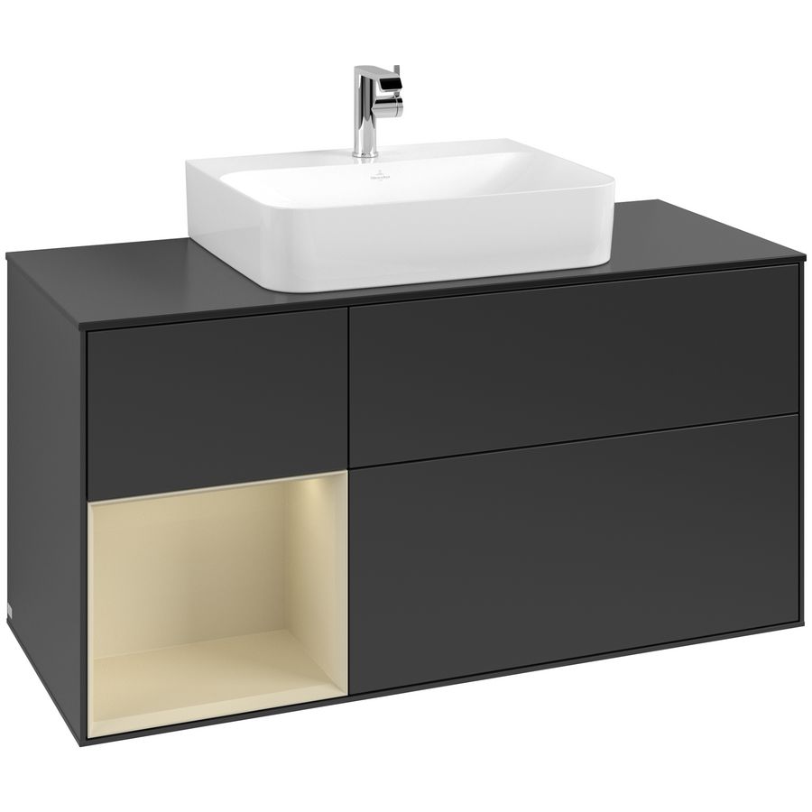 Wastafelonderkast Finion 1200x603x501mm Black Matt Lacquer F162HJPD