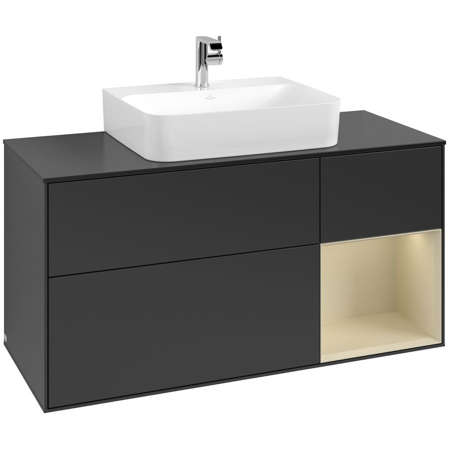 Wastafelonderkast Finion 1200x603x501mm Black Matt Lacquer F172HJPD