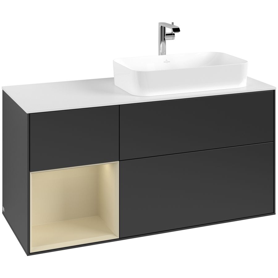 Wastafelonderkast Finion 1200x603x501mm Black Matt Lacquer F271HJPD