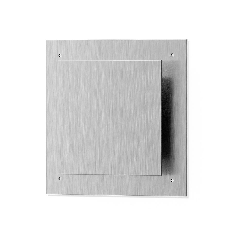 Air afzuigrooster 150x150mm geborsteld RVS m. schroefbevestiging v. buis 100-120mm