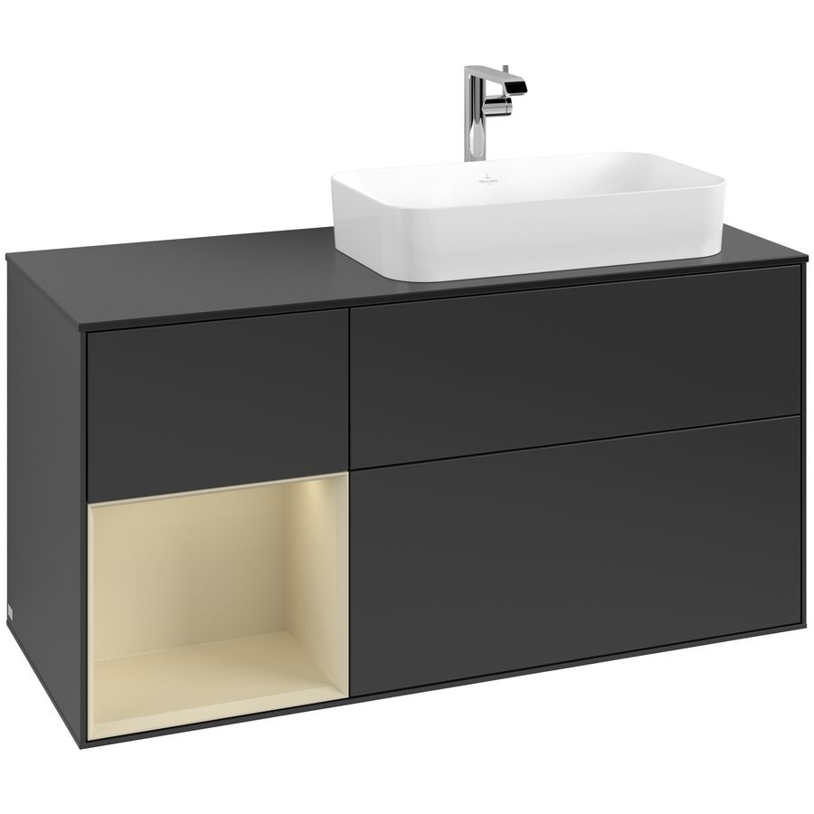 Wastafelonderkast Finion 1200x603x501mm Black Matt Lacquer F272HJPD