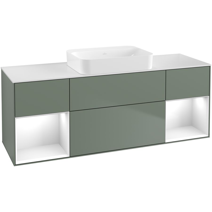 Wastafelonderkast Finion 1600x603x501mm Olive Matt Lacquer G741GFGM