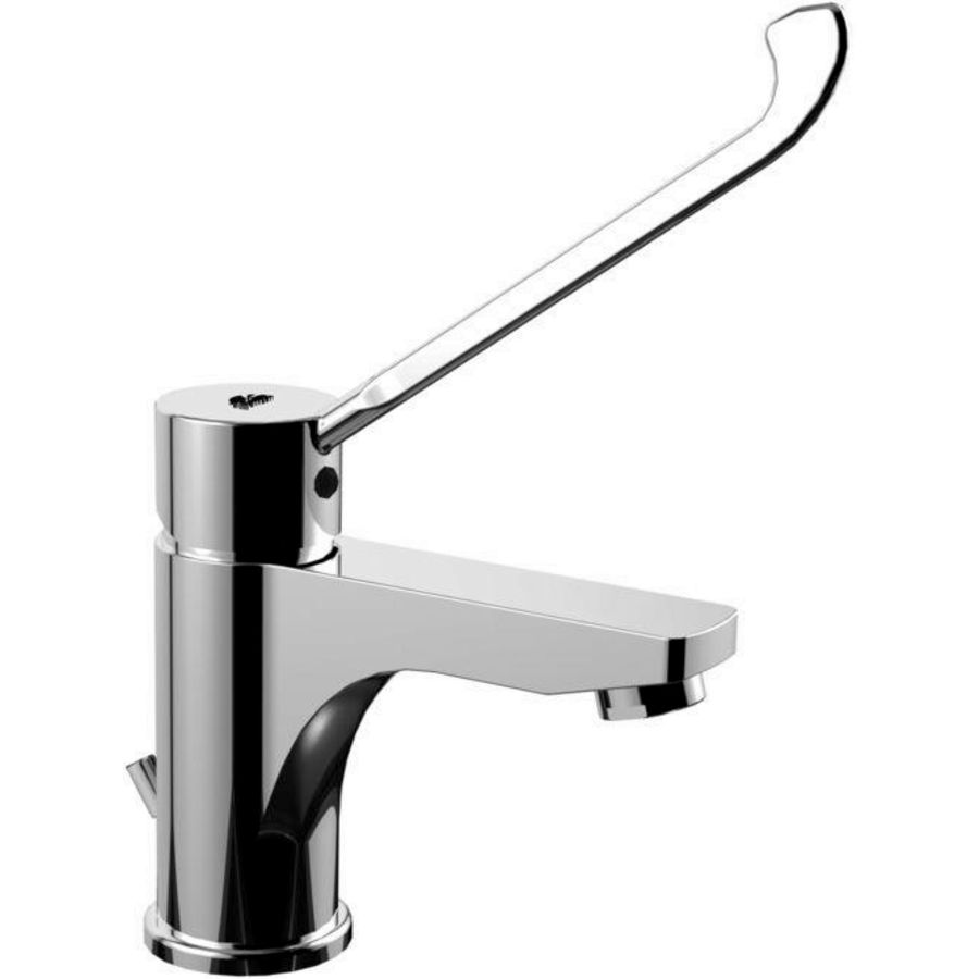 Wastafelmengkraan RED elleboogbediening sprong 122mm chroom incl. waste-inrichting + aansluitslangen chroom