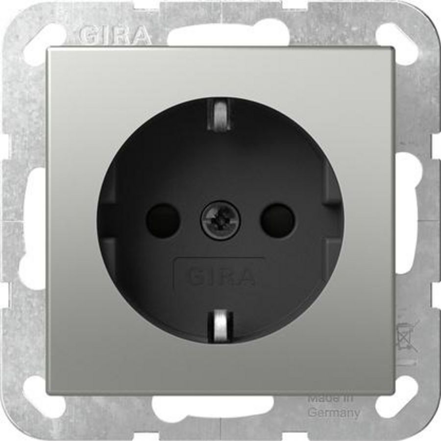 wandcontactdoos met randaarde Safety Plus SRK System 55 edelstaal