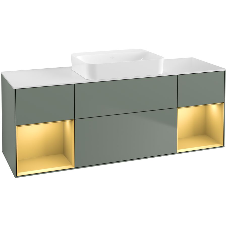 Wastafelonderkast Finion 1600x603x501mm Olive Matt Lacquer G741HFGM