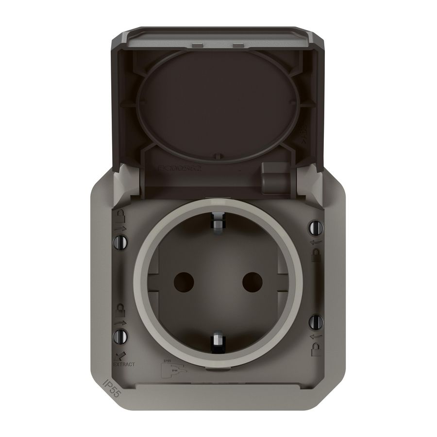 Wandcontactdoos RA steekklem mechanisme antraciet Plexo