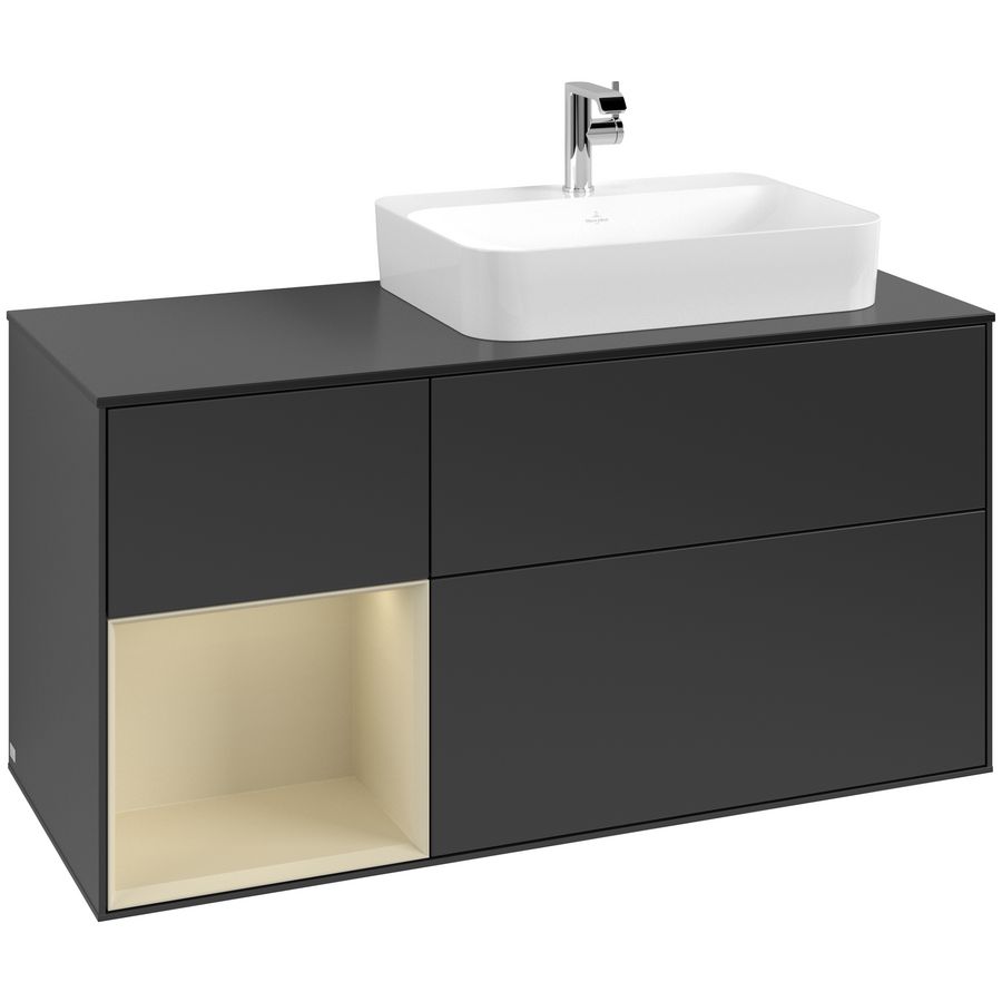 Wastafelonderkast Finion 1200x603x501mm Black Matt Lacquer F392HJPD