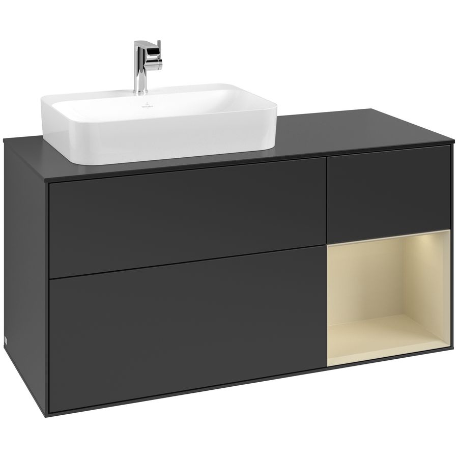 Wastafelonderkast Finion 1200x603x501mm Black Matt Lacquer F402HJPD