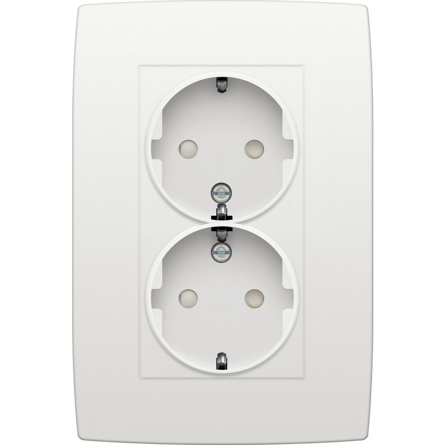 Dubbel stopcontact randaarde beschermingsafsluiters white