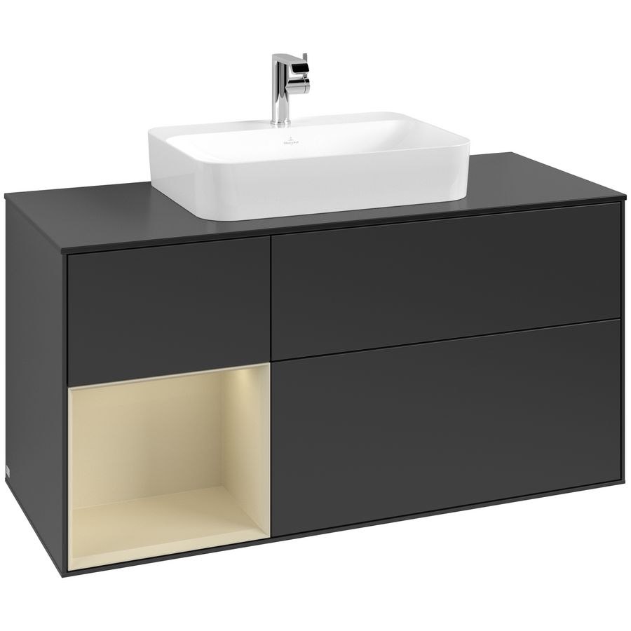 Wastafelonderkast Finion 1200x603x501mm Black Matt Lacquer F412HJPD