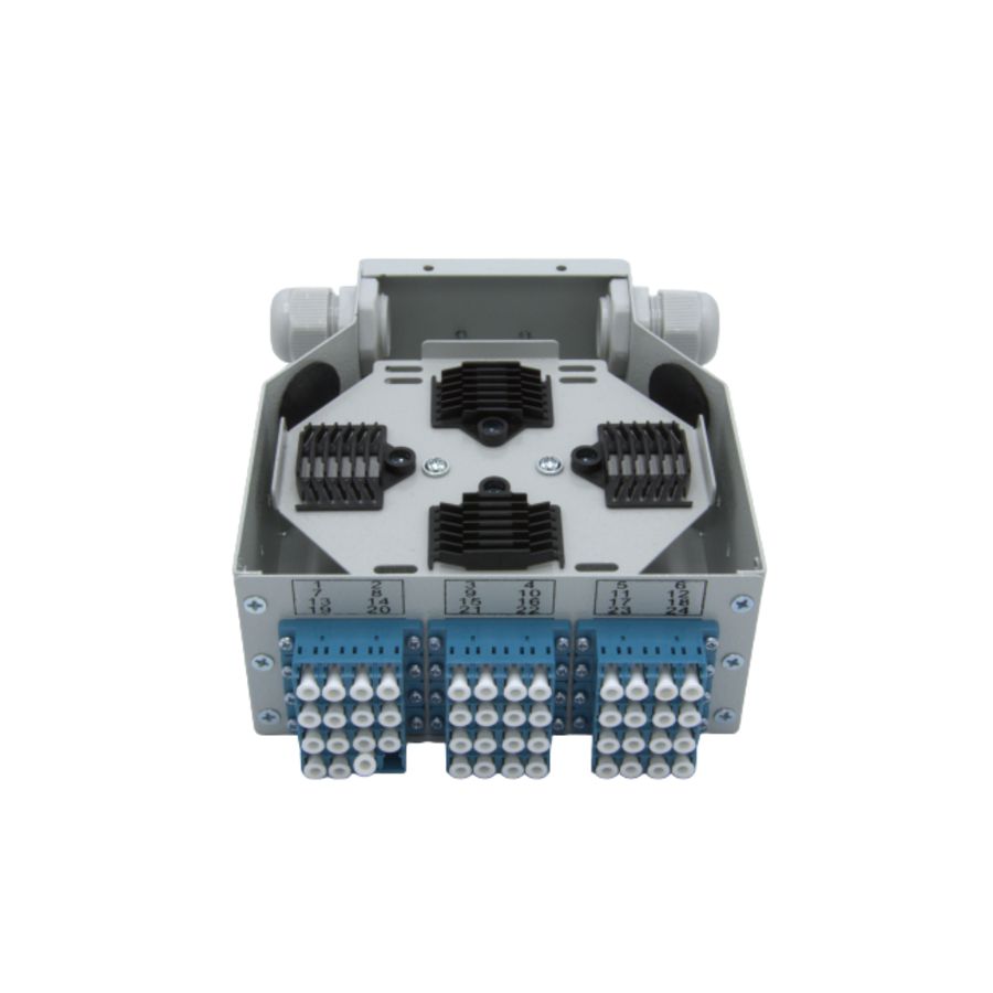 Din Rail Mount Fiber Splice Box Load 12pc LC12Q 128x130x62mm