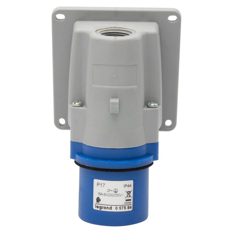 Toestelcontactstop 230V 16A 3P IP44 blauw P17 Tempra