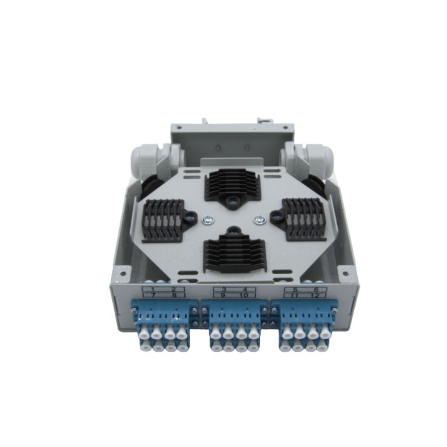 Din Rail Mount Fiber Splice Box Loaded 6pc LC6Q 128x130x36mm