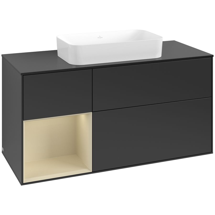 Wastafelonderkast Finion 1200x603x501mm Black Matt Lacquer F702HJPD