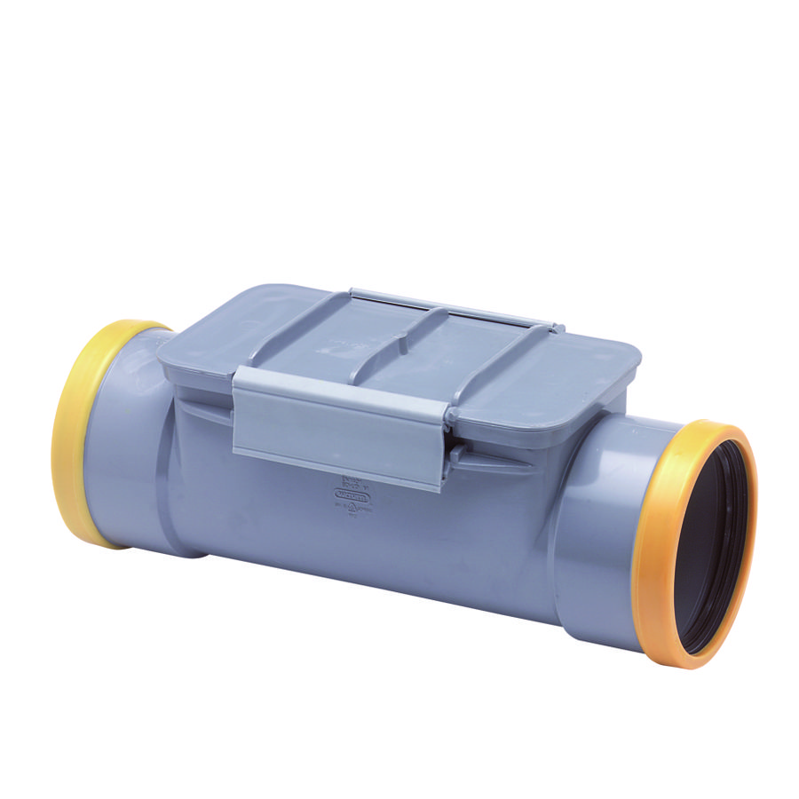 Wafix PVC ontstoppingsstuk + keerklep 125mm SN8 grijs
