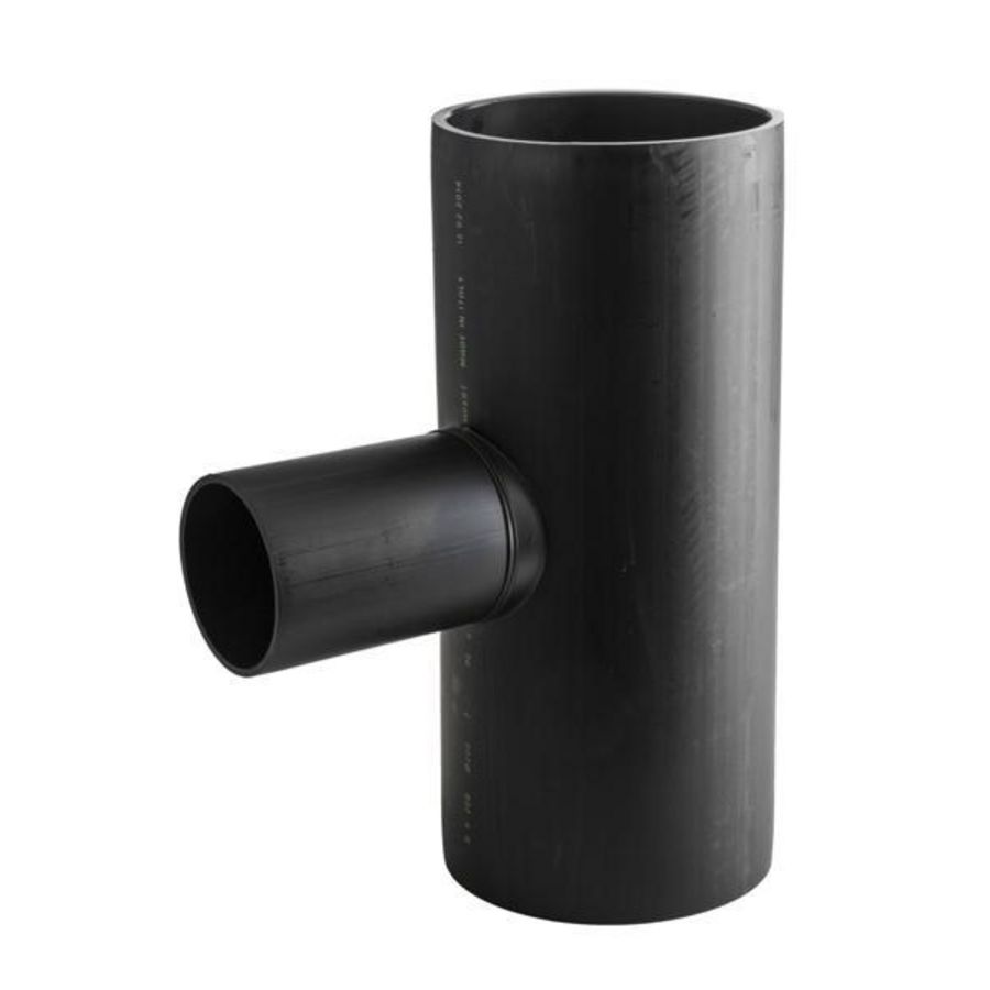 PE verlopend T-stuk 88,5° 200x110mm PN4 zwart