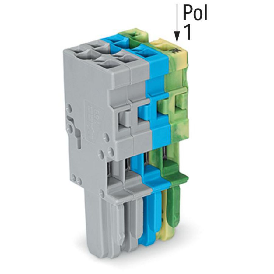 1-draads female steker CAGE CLAMP 4mm² grijs/groen-g VVE=50