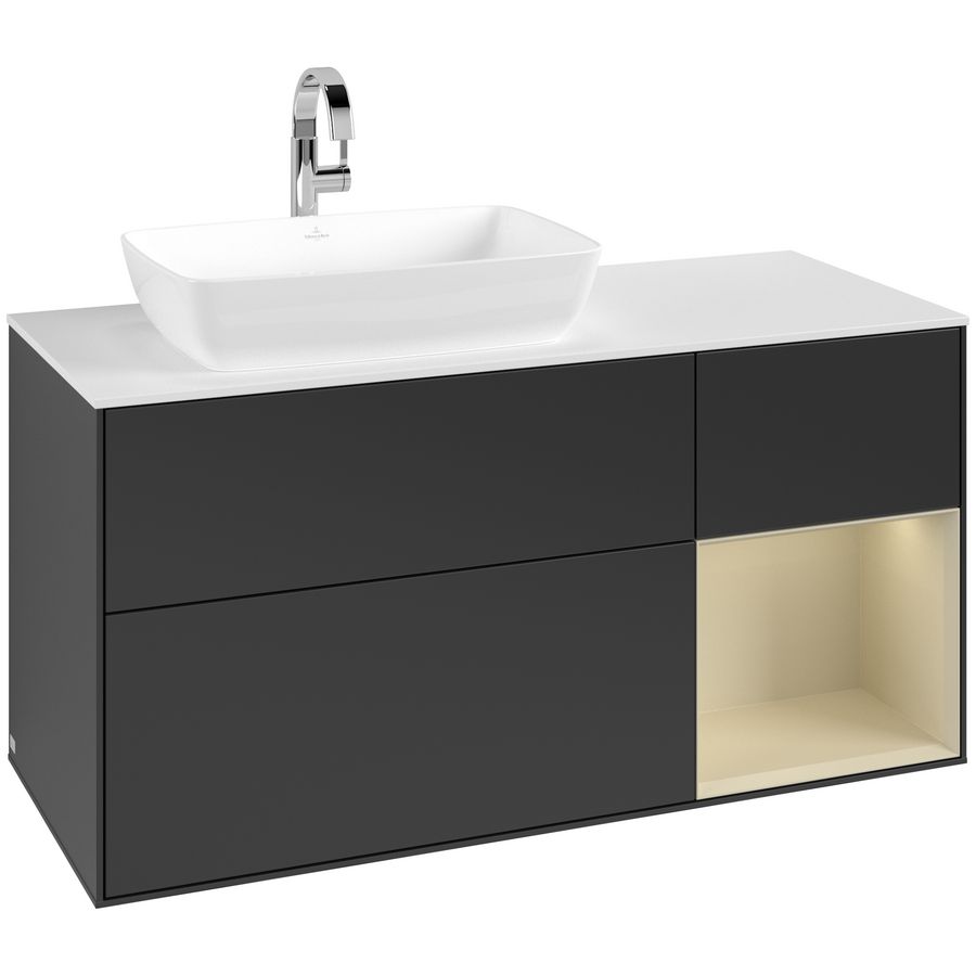 Wastafelonderkast Finion 1200x603x501mm Black Matt Lacquer F811HJPD