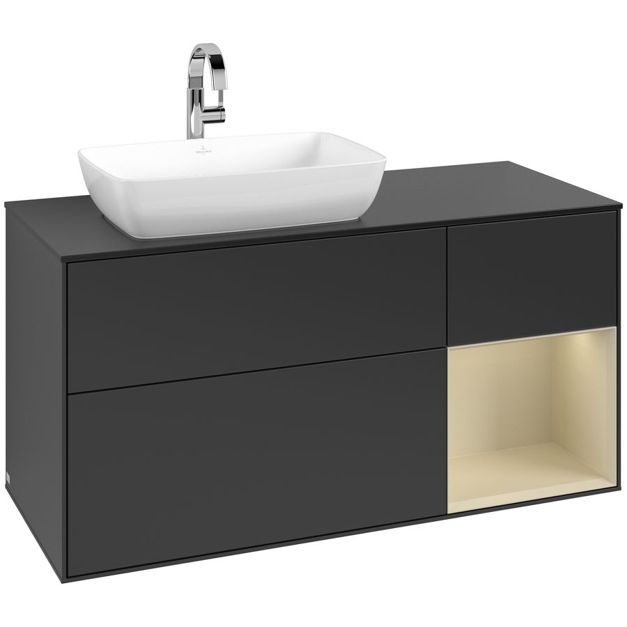 Wastafelonderkast Finion 1200x603x501mm Black Matt Lacquer F812HJPD
