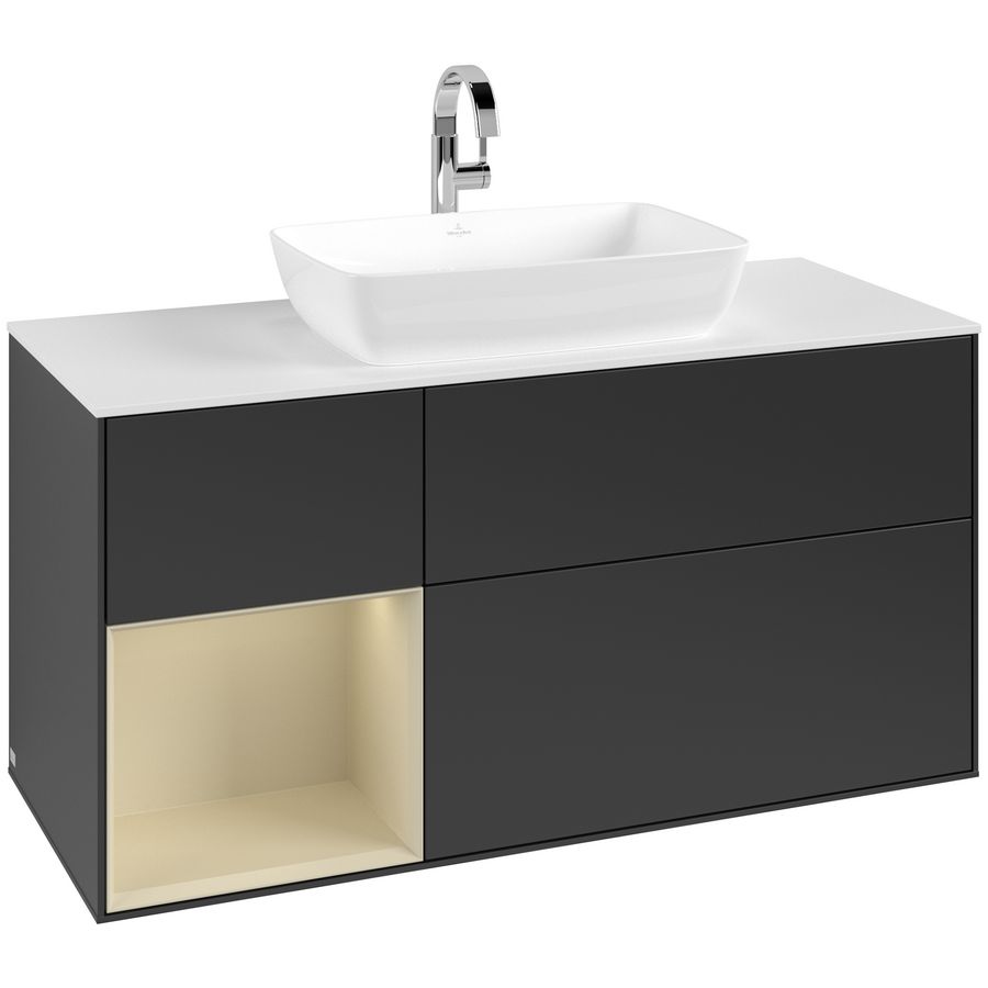 Wastafelonderkast Finion 1200x603x501mm Black Matt Lacquer F821HJPD