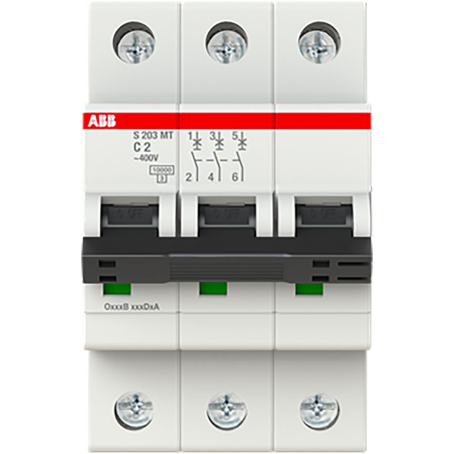 Installatieautomaat S200MT 3P C-karakteristiek 2A 10kA TraC-karakteristiek tie