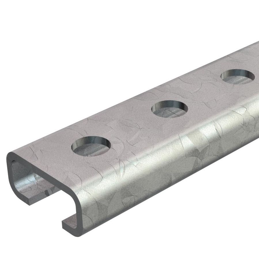 Lengte a 2m. profielrail geperforeerd sleufbreedte 12mm 27x125mm staal