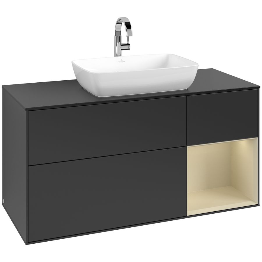 Wastafelonderkast Finion 1200x603x501mm Black Matt Lacquer F832HJPD