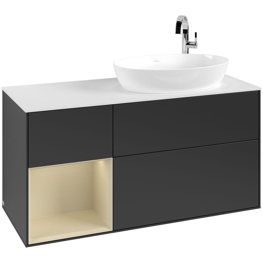 Wastafelonderkast Finion 1200x603x501mm Black Matt Lacquer F921HJPD