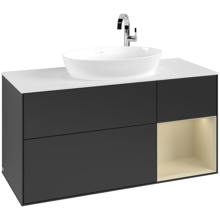 Wastafelonderkast Finion 1200x603x501mm Black Matt Lacquer F951HJPD