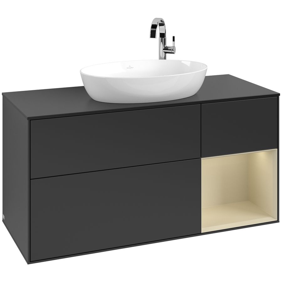 Wastafelonderkast Finion 1200x603x501mm Black Matt Lacquer F952HJPD