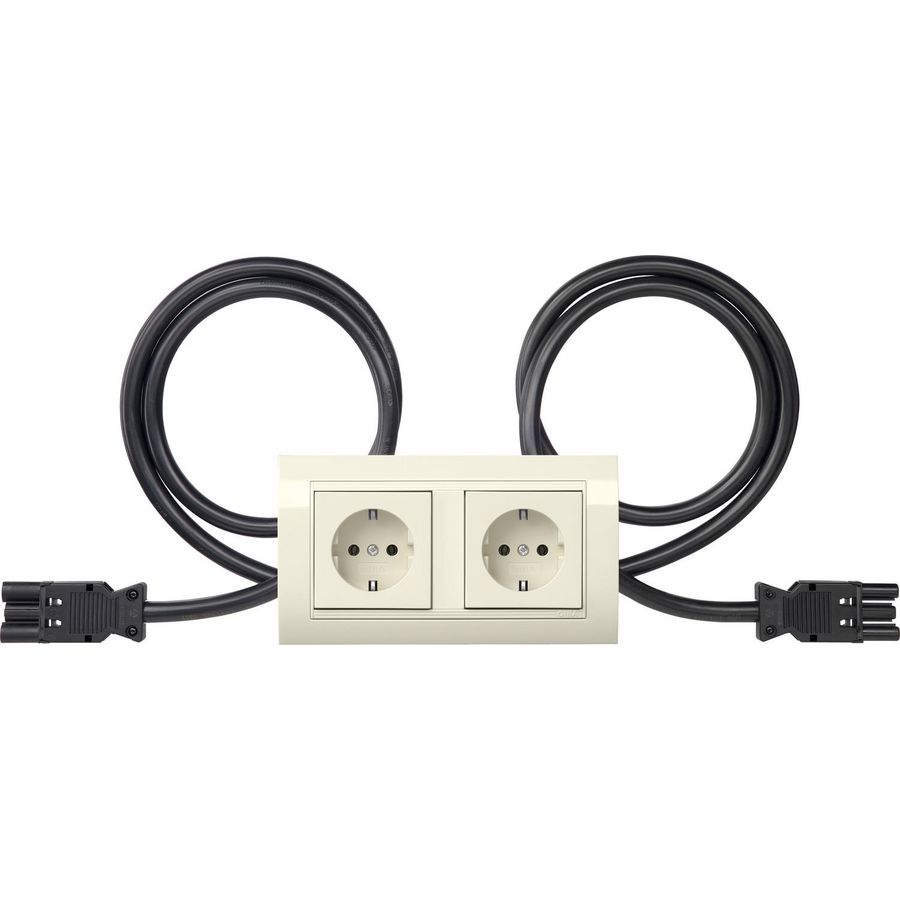 wandcontactdoos met randaarde 2-voudig voorg. + Afdekraam bred T10 Wiel Gira Standard 55 cr