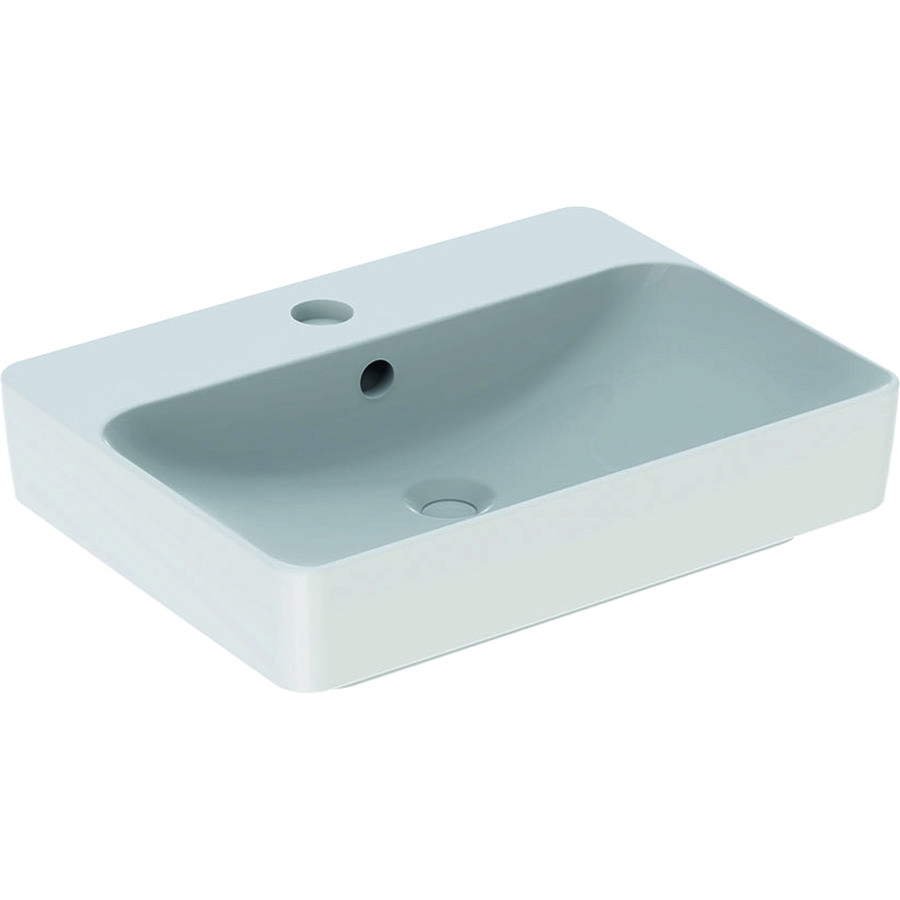 VariForm Opzetwastafel rechthoekig. 60x45cm met kraangat + overloop wit