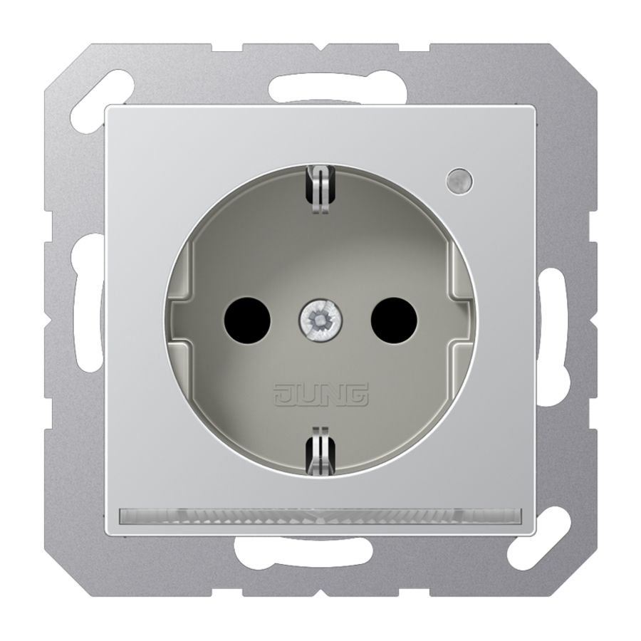 Wandcontactdoos aluminium m.LED & lichtsensor A500