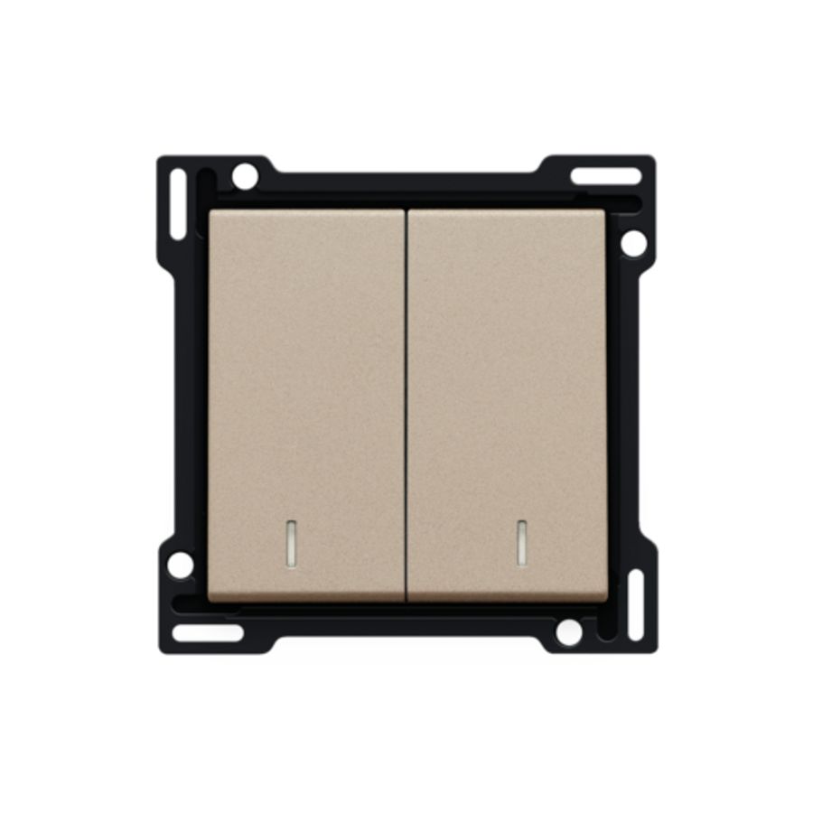 Afwerkingsset dubbele lens serieschakelaar champagne