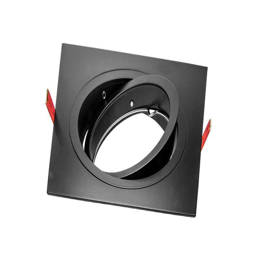 Inbouwarmatuur AR111 1 gat vierkant verstelbaar zwart
