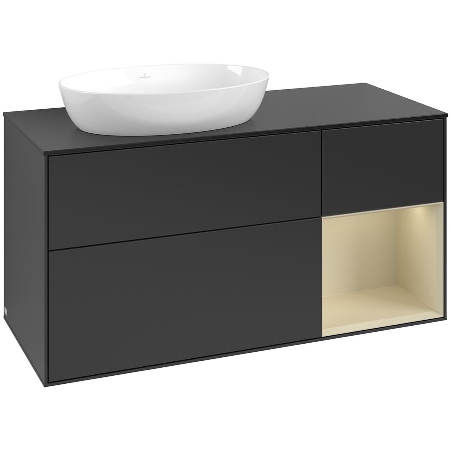 Wastafelonderkast Finion 1200x603x501mm Black Matt Lacquer FA52HJPD