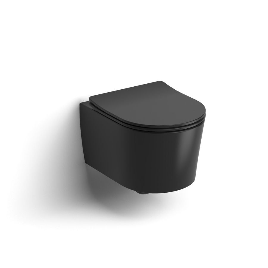 Wandtoilet m toiletzitting versie 48cm mat zwart InBe 1