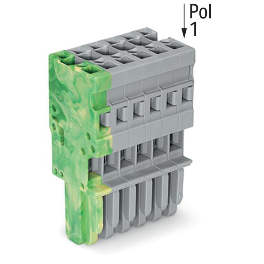 1-draads female steker CAGE CLAMP 4mm² grijs/groen-g VVE=25
