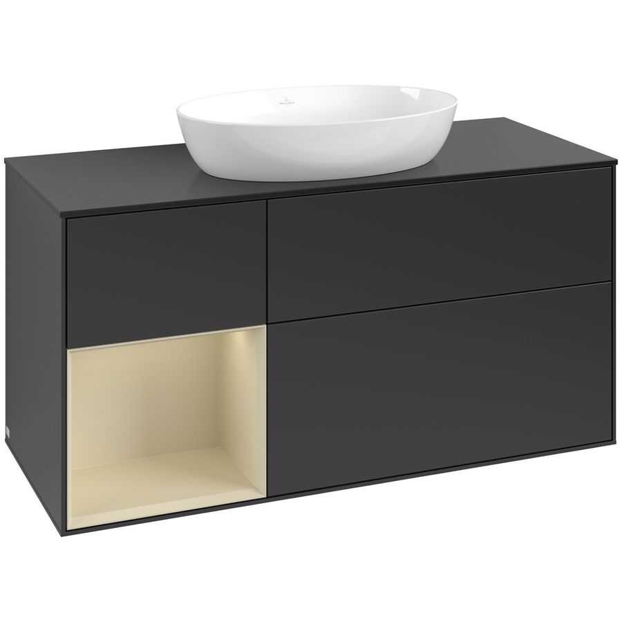 Wastafelonderkast Finion 1200x603x501mm Black Matt Lacquer FA62HJPD