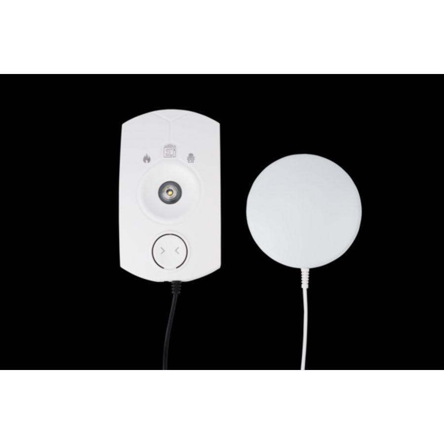 Flitslamp 230V gevoed, draadloos doorkoppelbaar met trilpad