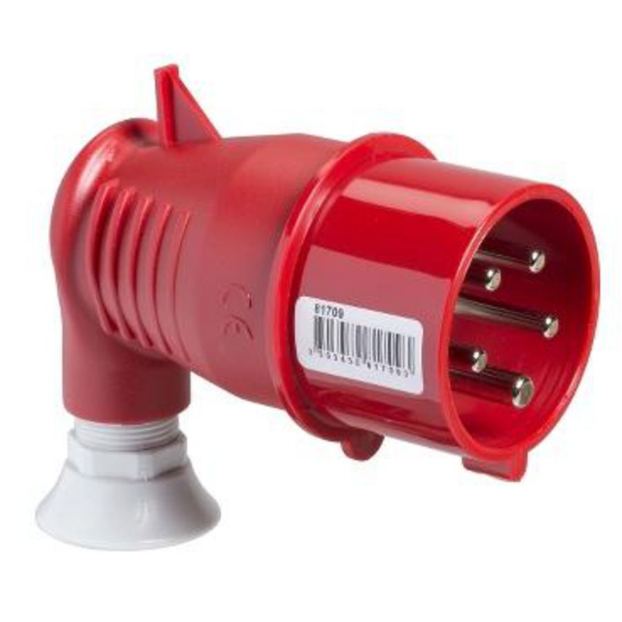 Contactstop 90° 3P+N+A 32A 380-415V AC 6h IP44 PratiKa