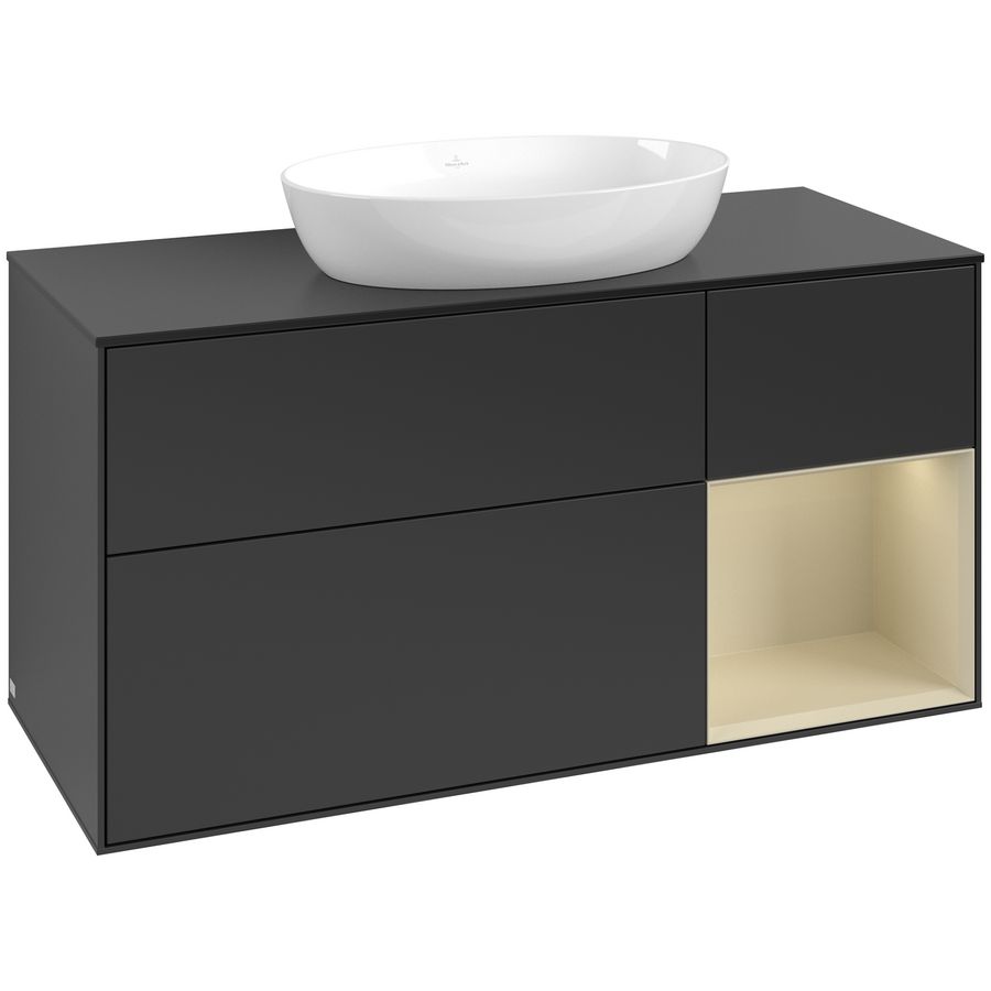 Wastafelonderkast Finion 1200x603x501mm Black Matt Lacquer FA72HJPD