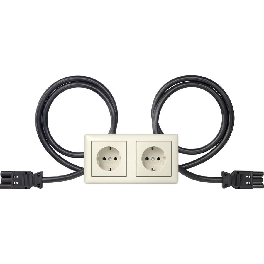 wandcontactdoos met randaarde 2-voudig voorg. + Afdekraam T10 Wiel Gira Standard 55 creme wit