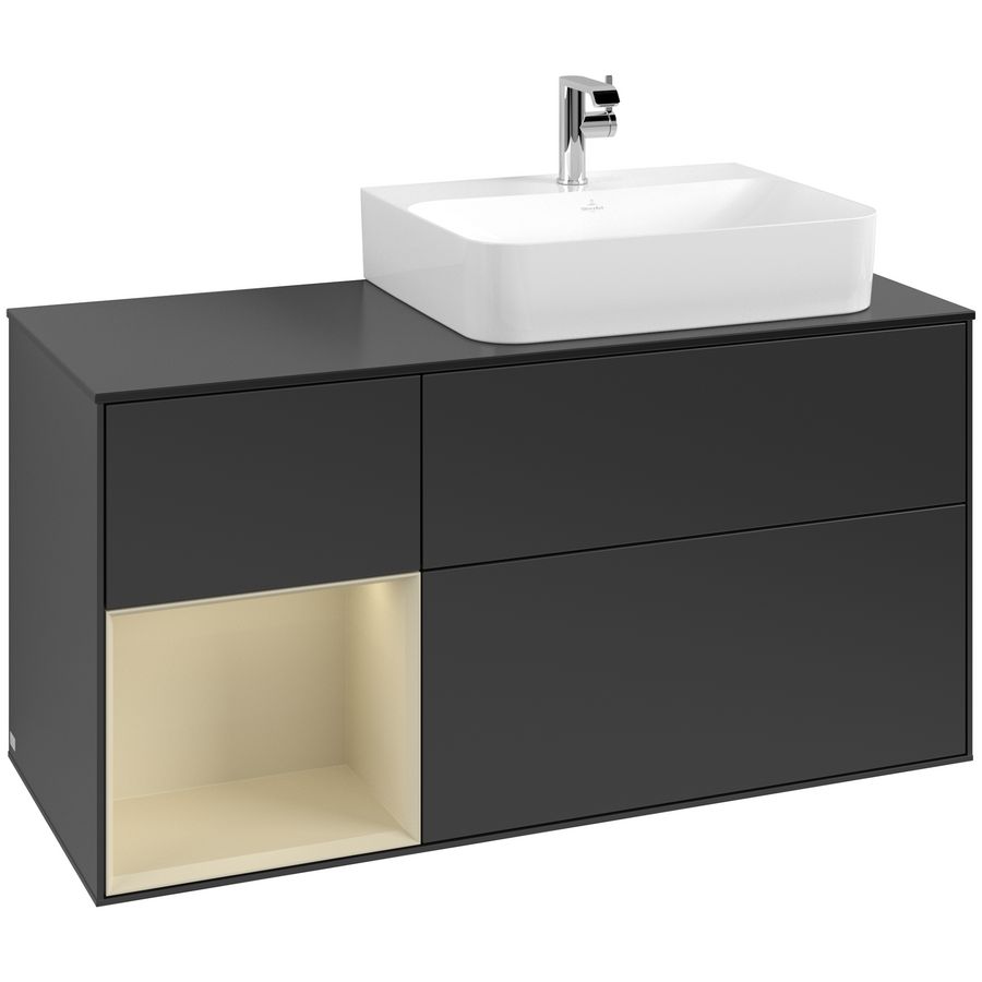Wastafelonderkast Finion 1200x603x501mm Black Matt Lacquer G142HJPD