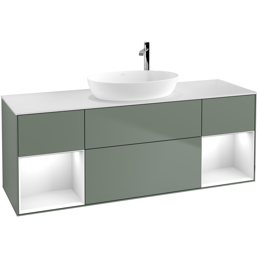 Wastafelonderkast Finion 1600x603x501mm Olive Matt Lacquer G981GFGM