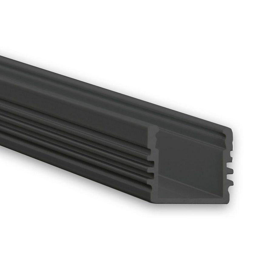 LED profiel PL2 L=2mtr. LED strips max. 12mm zwart RAL9005