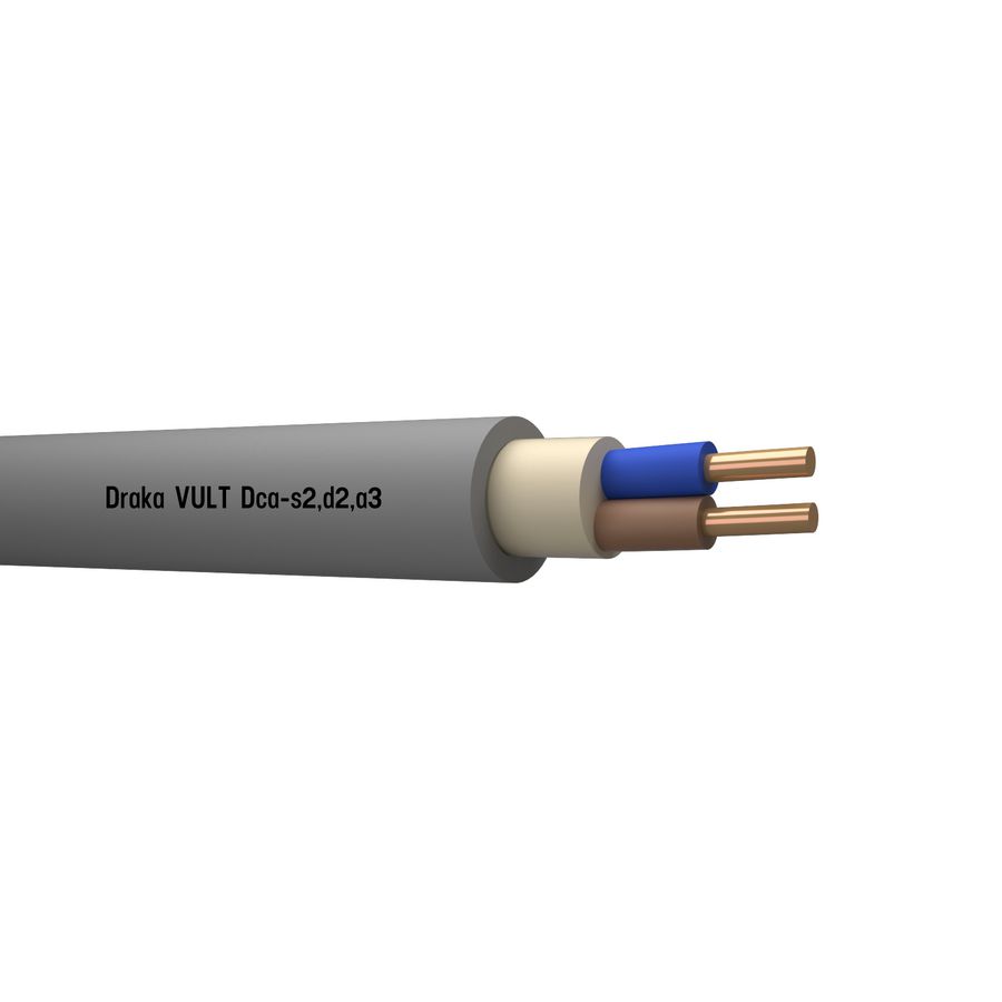 Doos a 100m. installatiekabel VULT YMvK Dca 0,6/1kV gy# 2x2,5mm² (blauw - bruin)