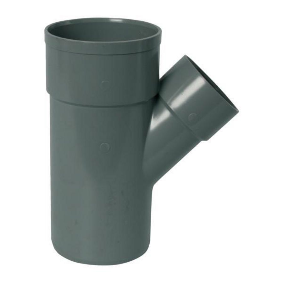 Wadal PVC lijm T-stuk verlopend 45° 50x40mm grijs mof/spie