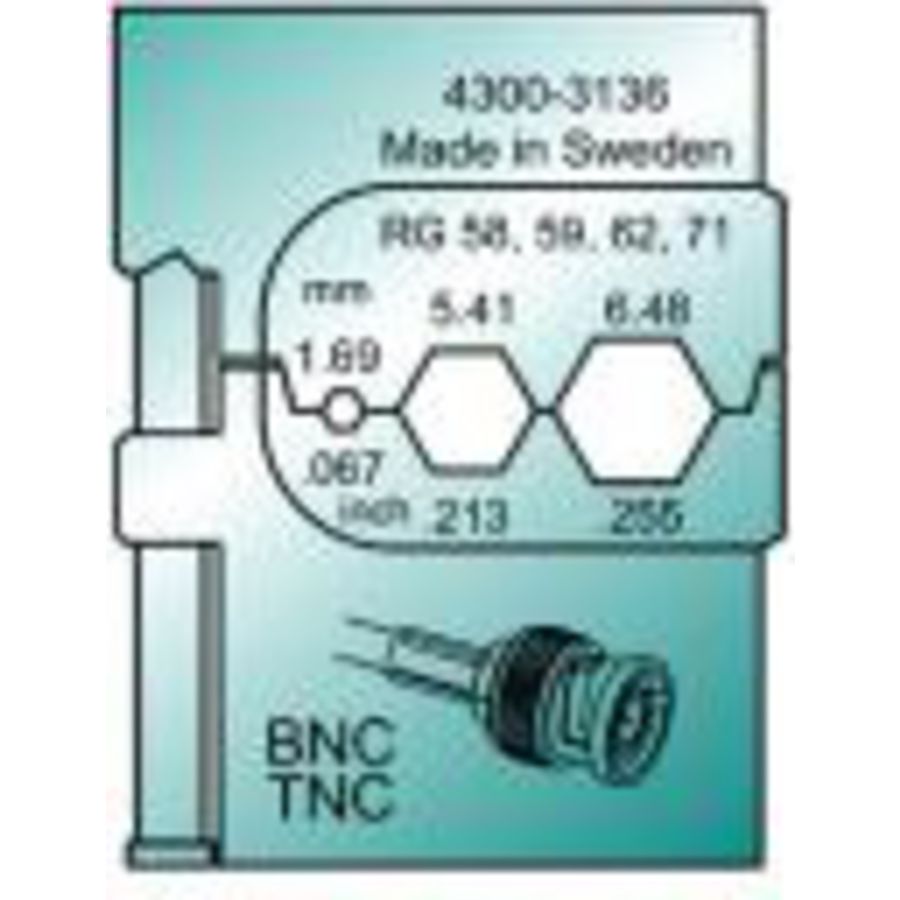 Inzetmatrijs MTF voor Coax Connector RG58/59/62/71/Coaxial