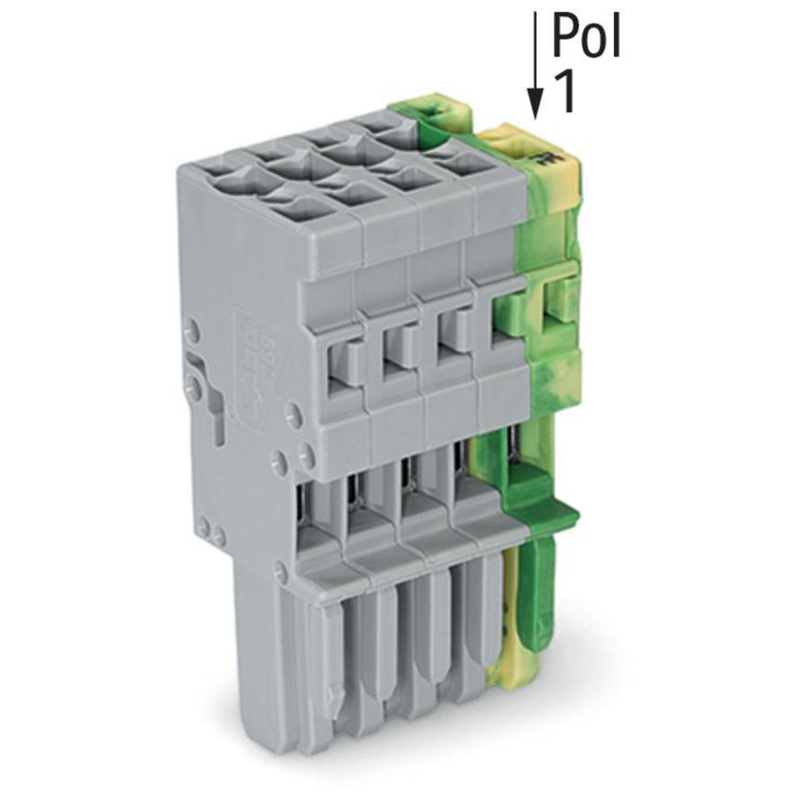 1-draads female steker CAGE CLAMP 4mm² groen-geel/gr VVE=50